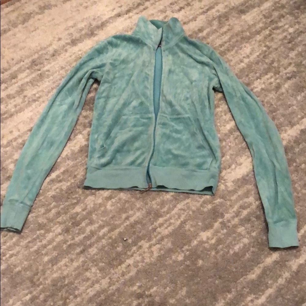 Turquoise Juicy Couture velour Zipup small Faith